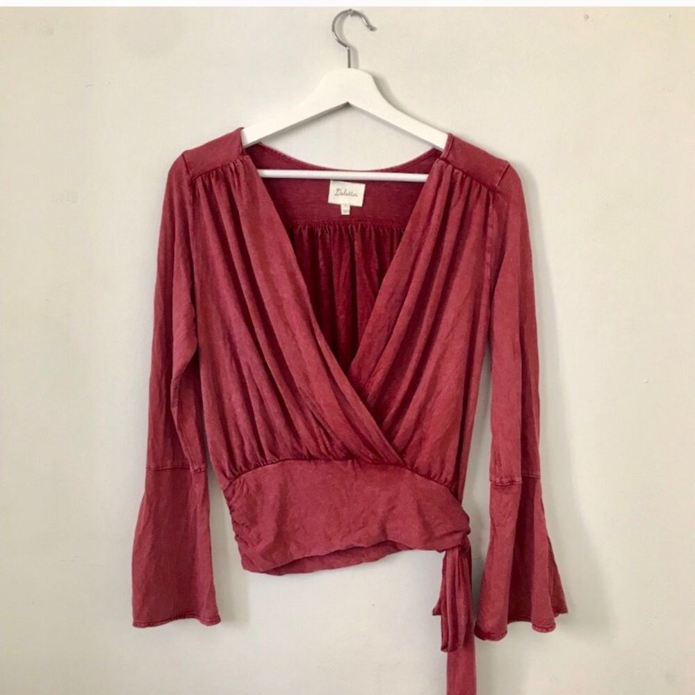 Anthropologie Burgundy Wrapped Pullover M - Picture 7 of 8